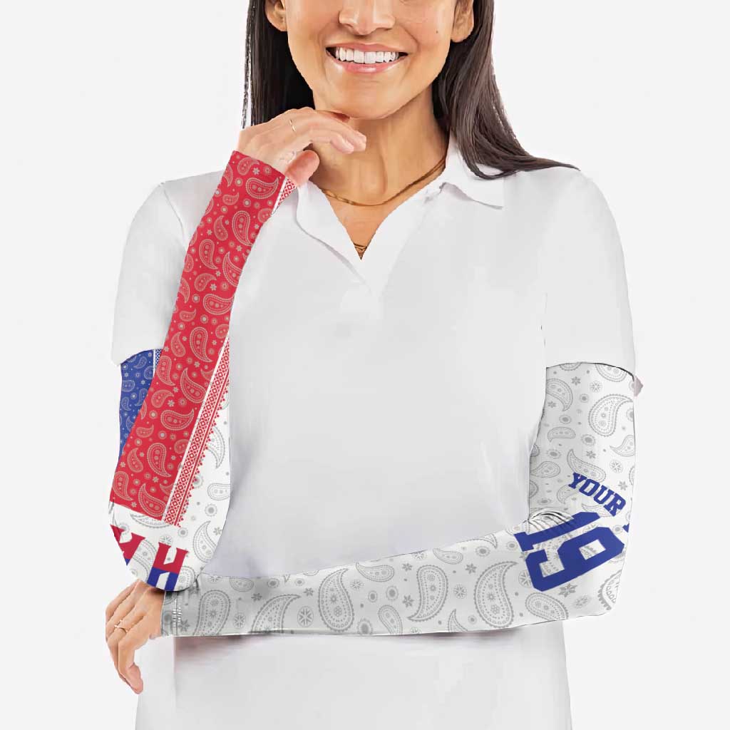 Custom Haiti Football Arm Sleeves Paisley Flag Pattern Design - Wonder Print Shop