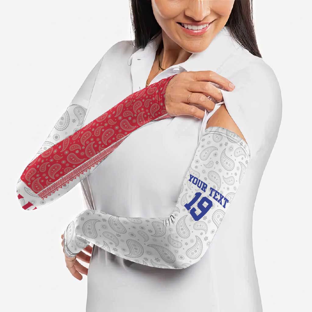 Custom Haiti Football Arm Sleeves Paisley Flag Pattern Design - Wonder Print Shop