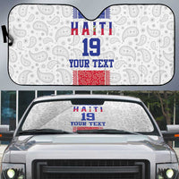 Custom Haiti Football Auto Sun Shade Paisley Flag Pattern Design - Wonder Print Shop