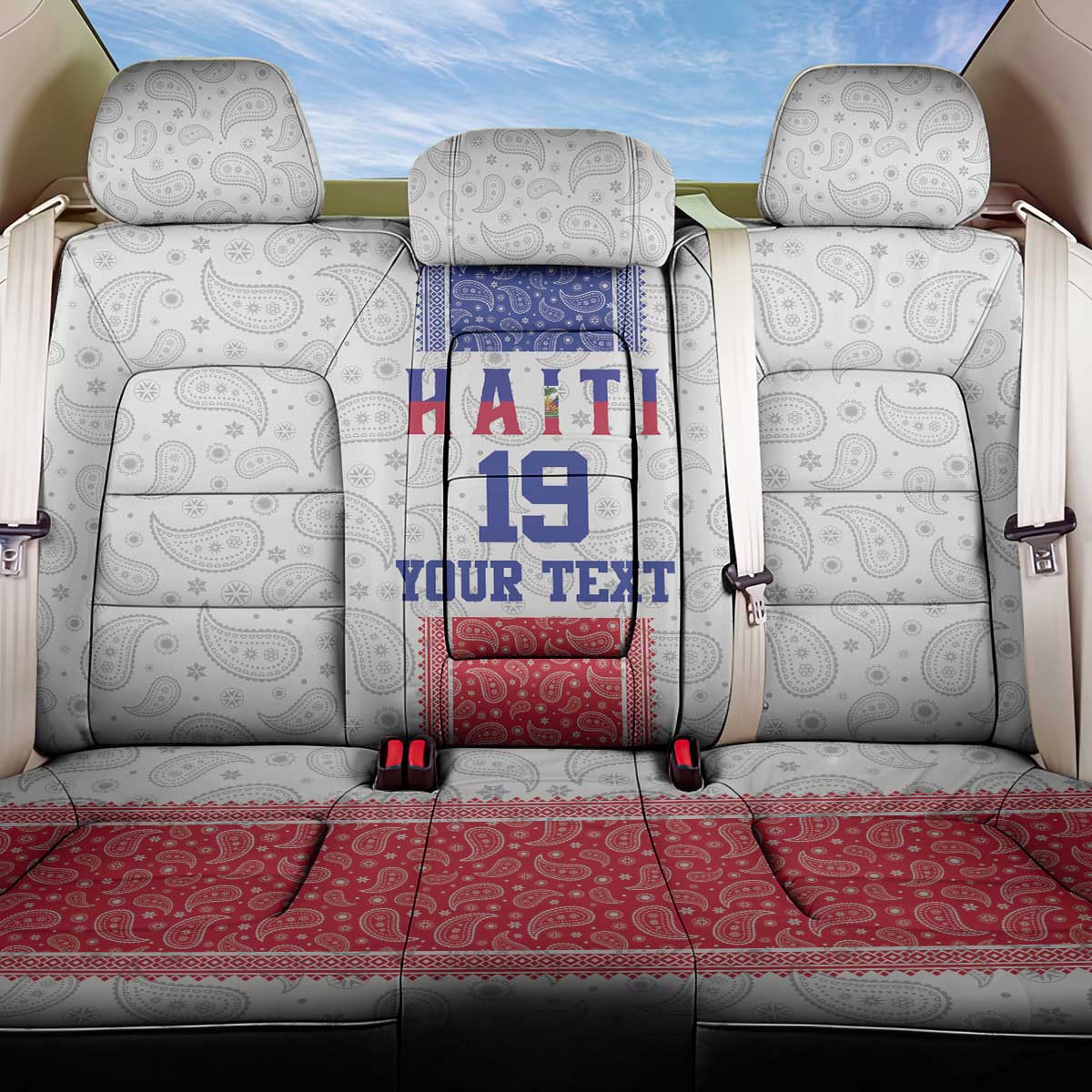 Custom Haiti Football Back Car Seat Cover Paisley Flag Pattern Design - Wonder Print Shop