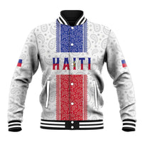 Custom Haiti Football Baseball Jacket Paisley Flag Pattern Design - Wonder Print Shop