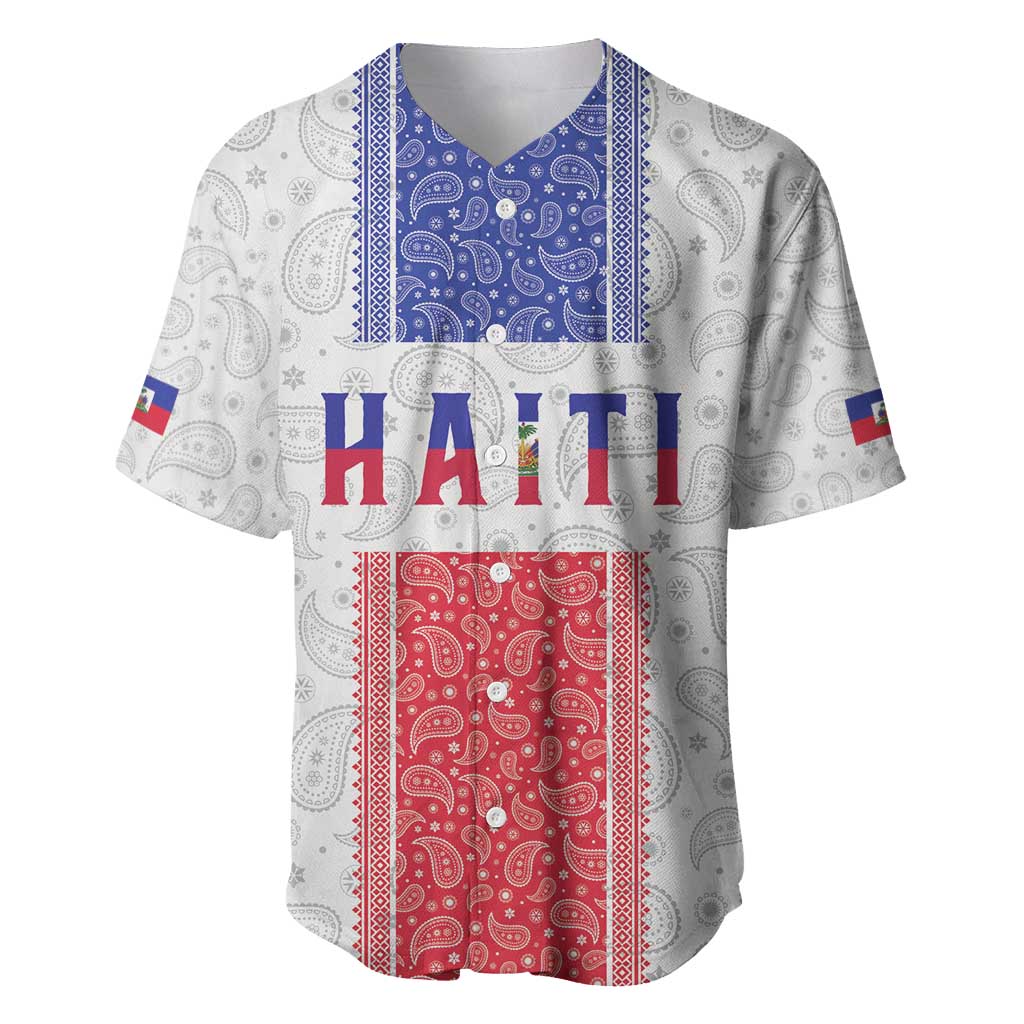 Custom Haiti Football Baseball Jersey Paisley Flag Pattern Design - Wonder Print Shop