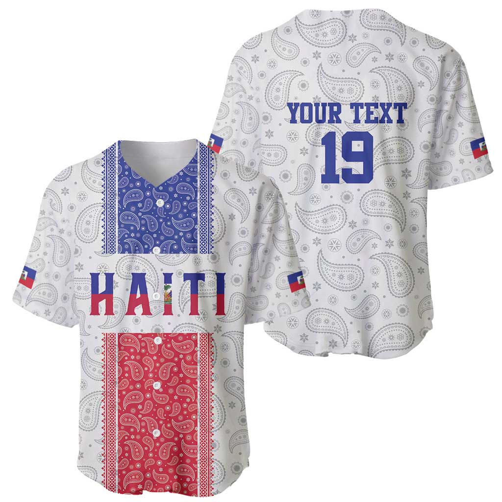 Custom Haiti Football Baseball Jersey Paisley Flag Pattern Design - Wonder Print Shop