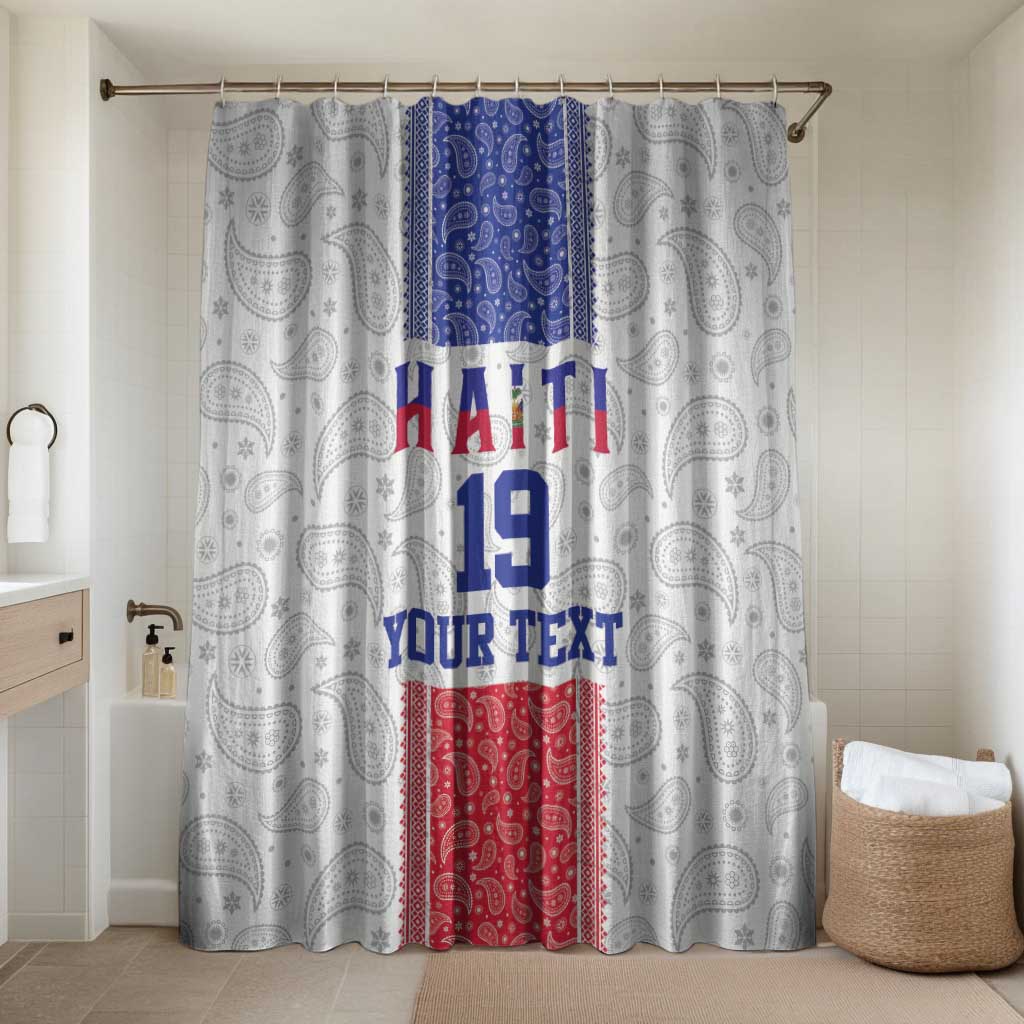 Custom Haiti Football Bathroom Set Paisley Flag Pattern Design - Wonder Print Shop