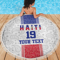 Custom Haiti Football Beach Blanket Paisley Flag Pattern Design - Wonder Print Shop