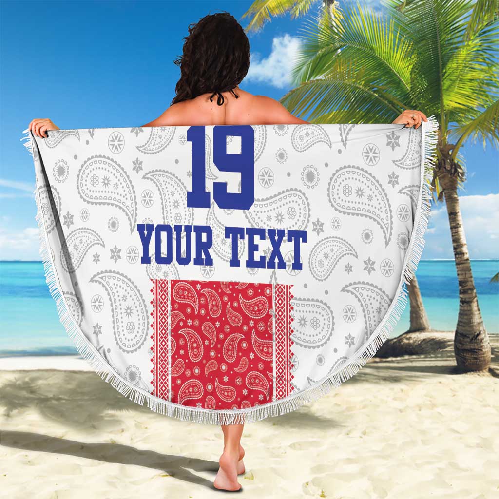 Custom Haiti Football Beach Blanket Paisley Flag Pattern Design - Wonder Print Shop