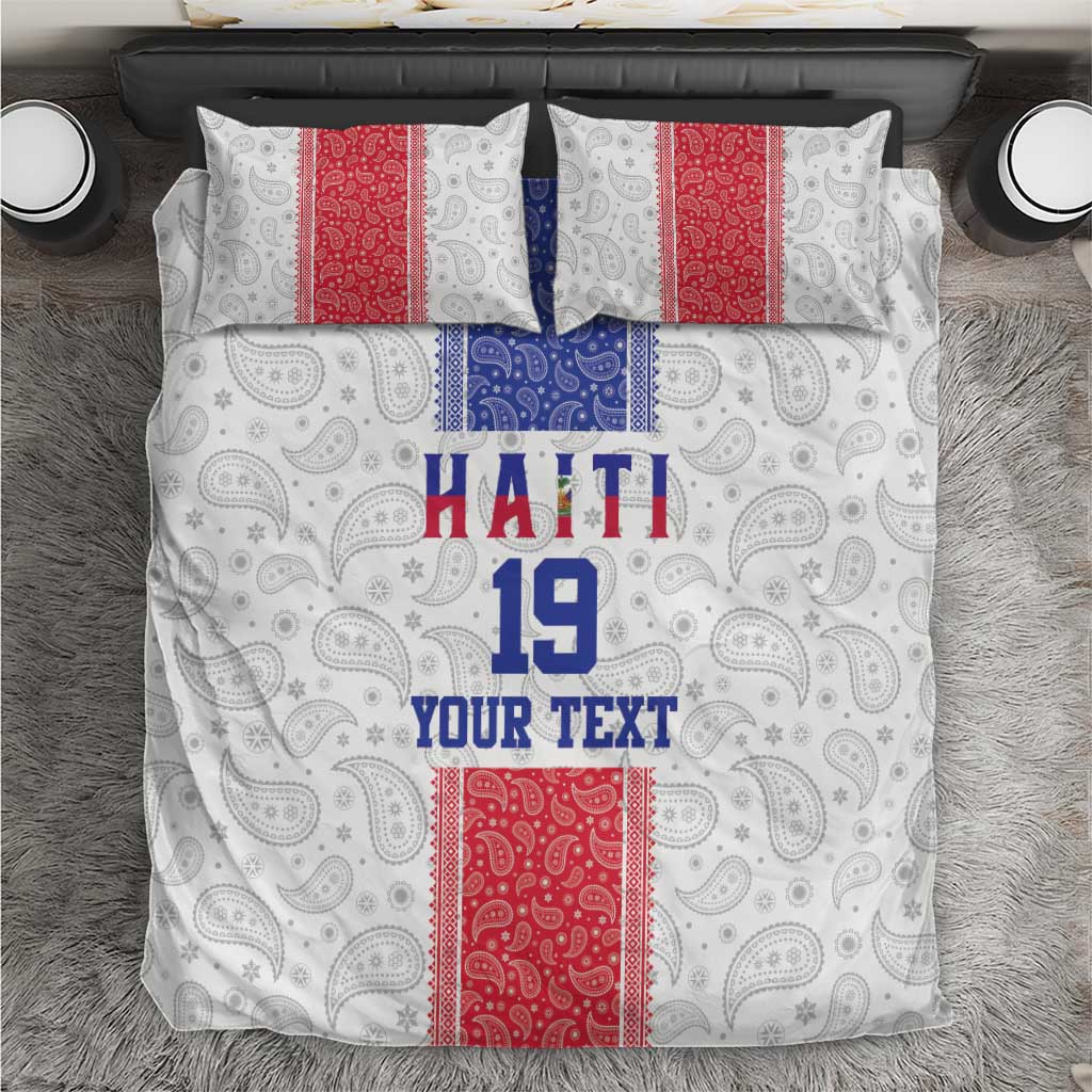 Custom Haiti Football Bedding Set Paisley Flag Pattern Design - Wonder Print Shop