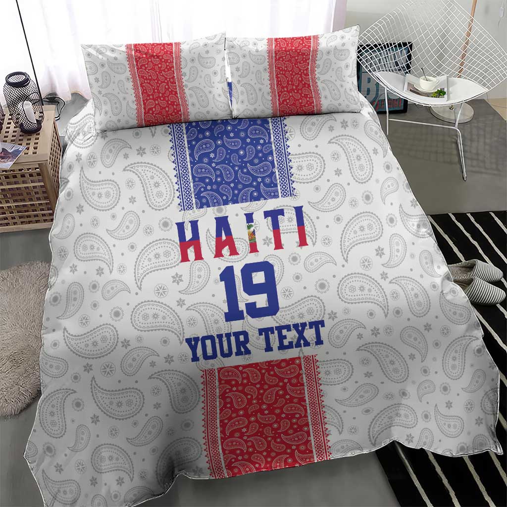 Custom Haiti Football Bedding Set Paisley Flag Pattern Design - Wonder Print Shop