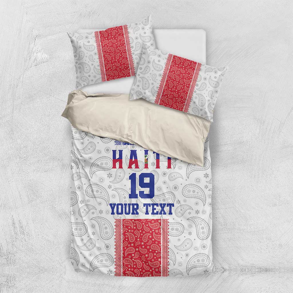 Custom Haiti Football Bedding Set Paisley Flag Pattern Design - Wonder Print Shop