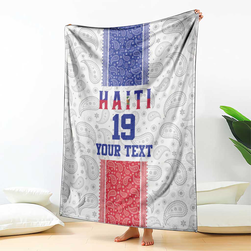 Custom Haiti Football Blanket Paisley Flag Pattern Design - Wonder Print Shop