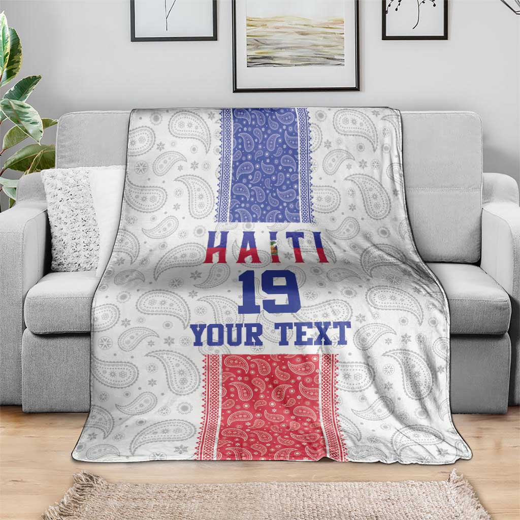 Custom Haiti Football Blanket Paisley Flag Pattern Design - Wonder Print Shop