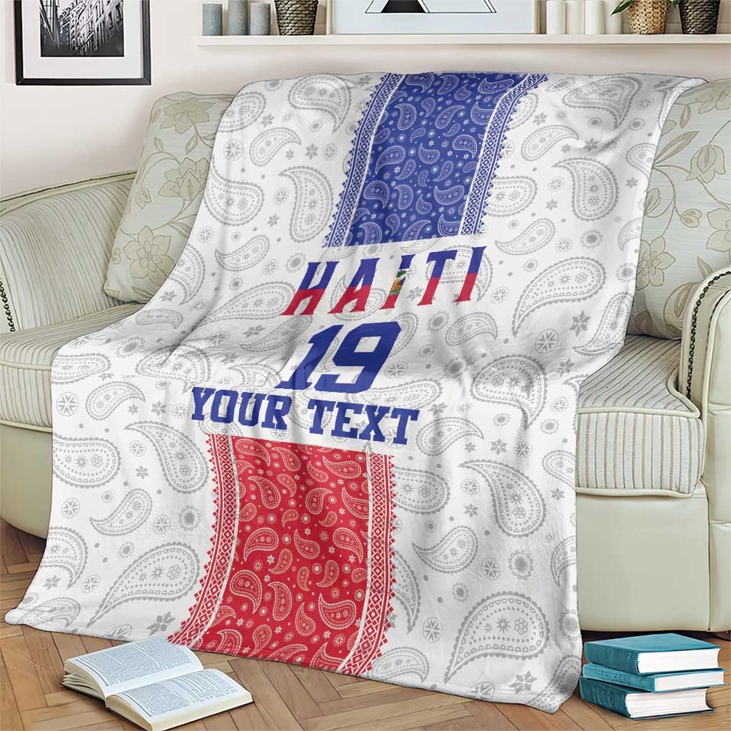 Custom Haiti Football Blanket Paisley Flag Pattern Design - Wonder Print Shop