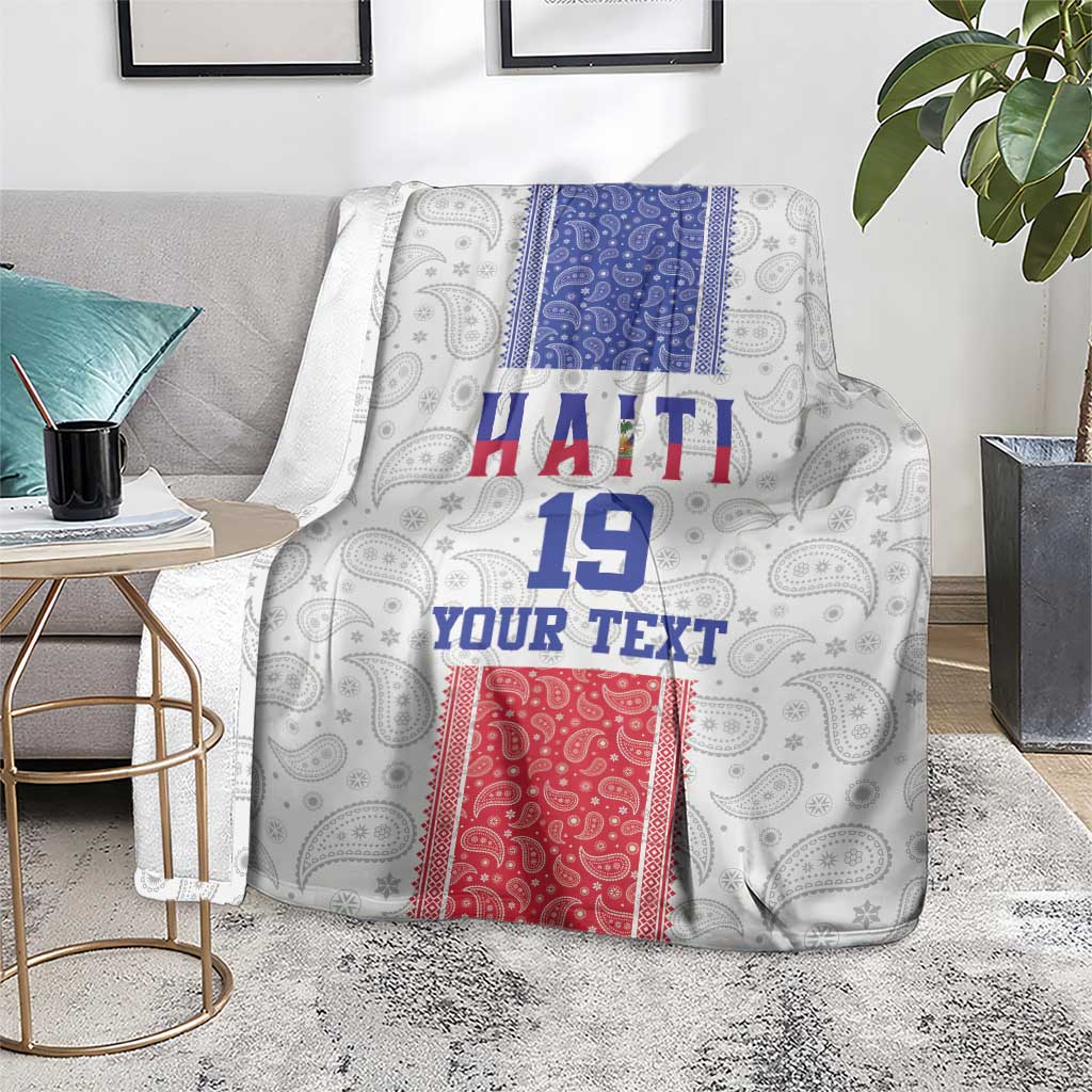 Custom Haiti Football Blanket Paisley Flag Pattern Design - Wonder Print Shop
