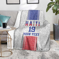 Custom Haiti Football Blanket Paisley Flag Pattern Design - Wonder Print Shop