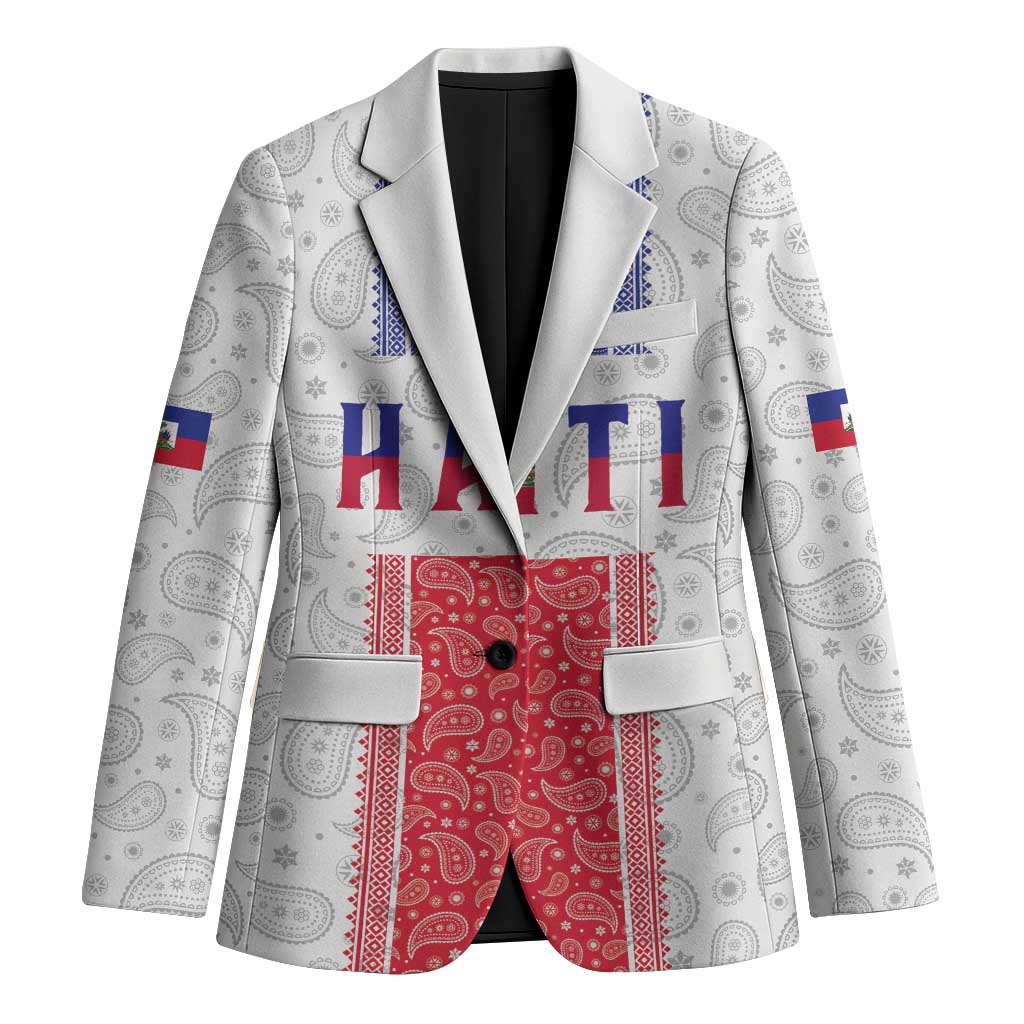 Custom Haiti Football Blazer Paisley Flag Pattern Design - Wonder Print Shop