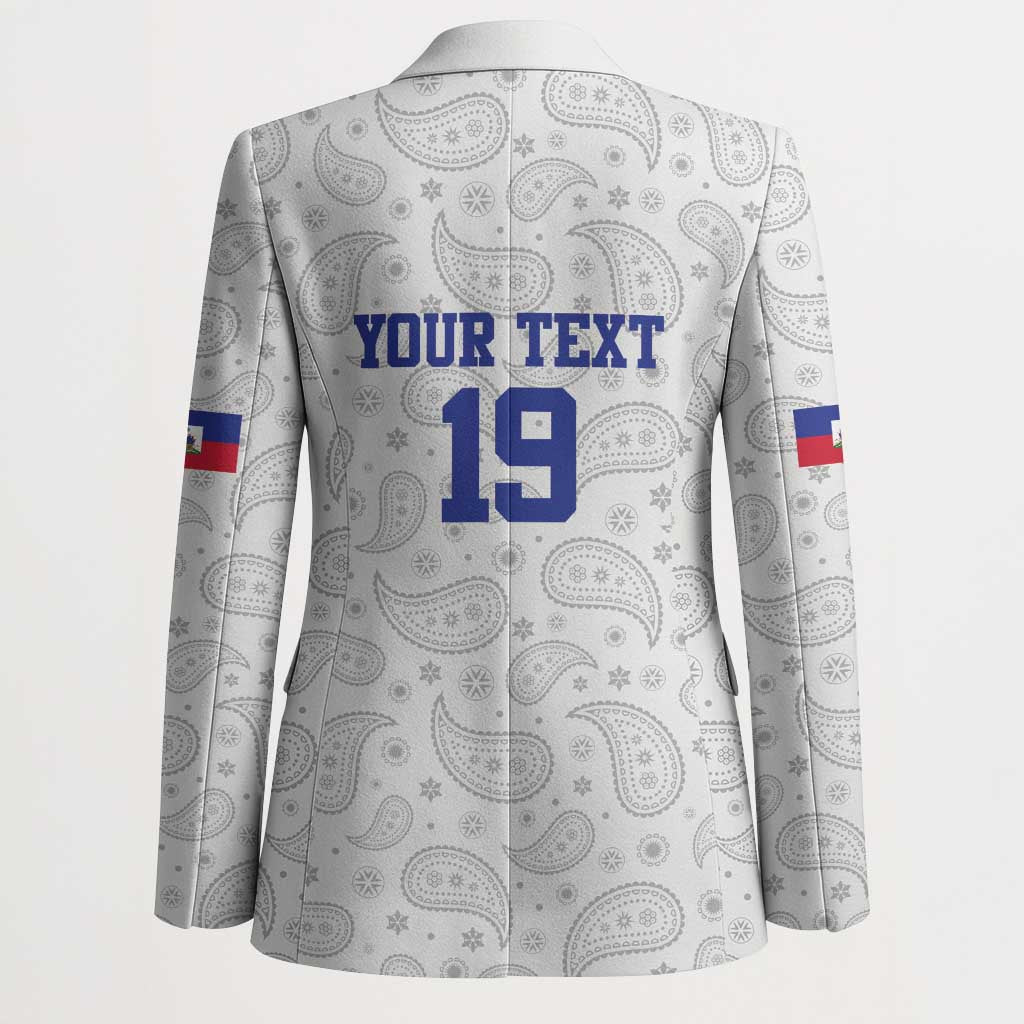 Custom Haiti Football Blazer Paisley Flag Pattern Design - Wonder Print Shop