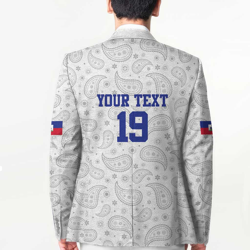 Custom Haiti Football Blazer Paisley Flag Pattern Design - Wonder Print Shop