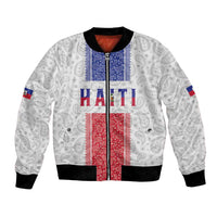Custom Haiti Football Bomber Jacket Paisley Flag Pattern Design - Wonder Print Shop