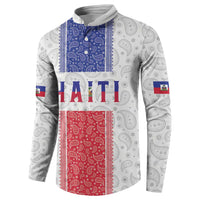 Custom Haiti Football Button Sweatshirt Paisley Flag Pattern Design - Wonder Print Shop