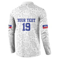 Custom Haiti Football Button Sweatshirt Paisley Flag Pattern Design - Wonder Print Shop