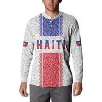 Custom Haiti Football Button Sweatshirt Paisley Flag Pattern Design - Wonder Print Shop