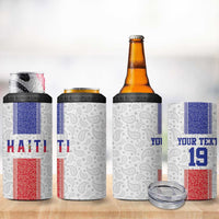Custom Haiti Football 4 in 1 Can Cooler Tumbler Paisley Flag Pattern Design - Wonder Print Shop
