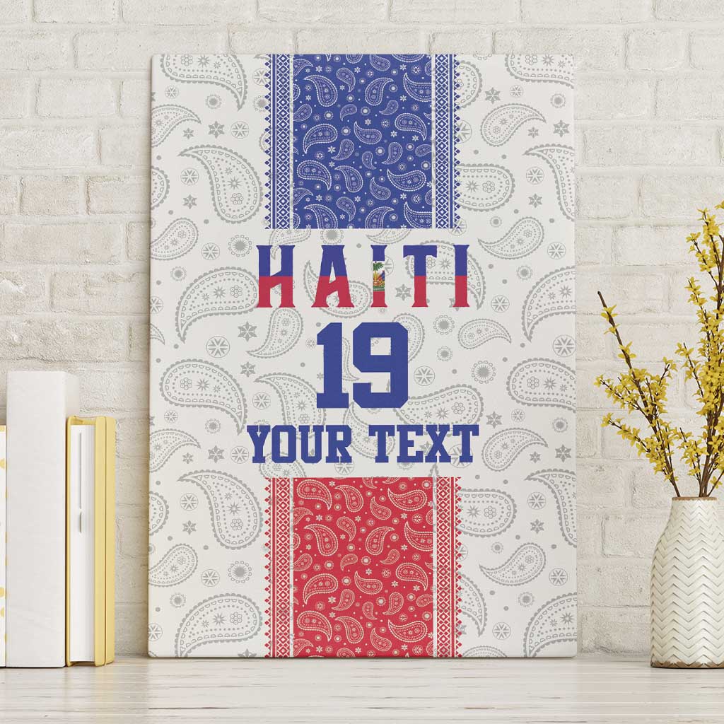 Custom Haiti Football Canvas Wall Art Paisley Flag Pattern Design - Wonder Print Shop