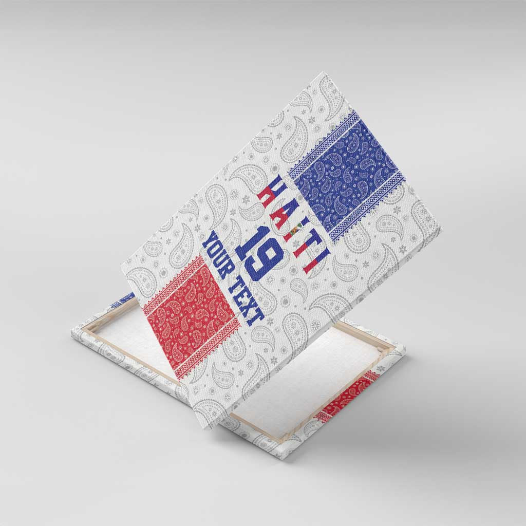 Custom Haiti Football Canvas Wall Art Paisley Flag Pattern Design - Wonder Print Shop