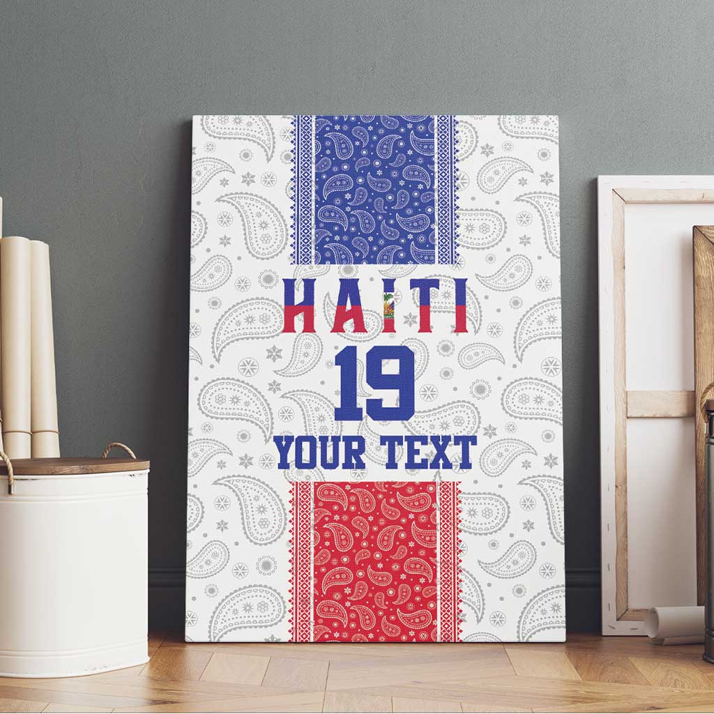Custom Haiti Football Canvas Wall Art Paisley Flag Pattern Design - Wonder Print Shop