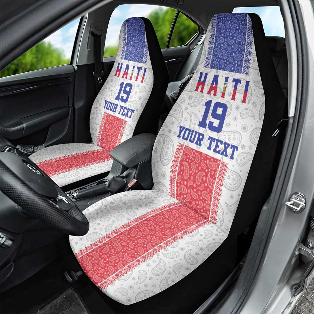 Custom Haiti Football Car Seat Cover Paisley Flag Pattern Design - Wonder Print Shop