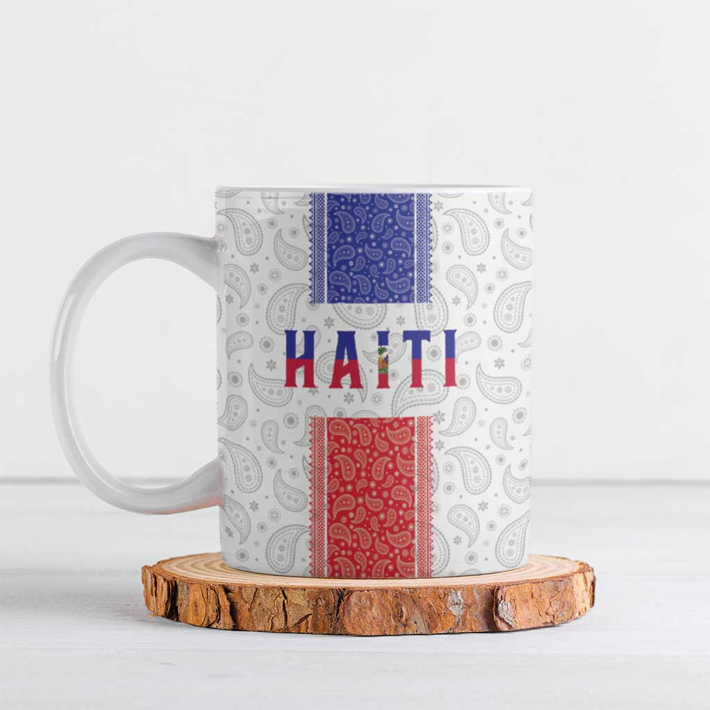 Custom Haiti Football Ceramic Mug Paisley Flag Pattern Design - Wonder Print Shop