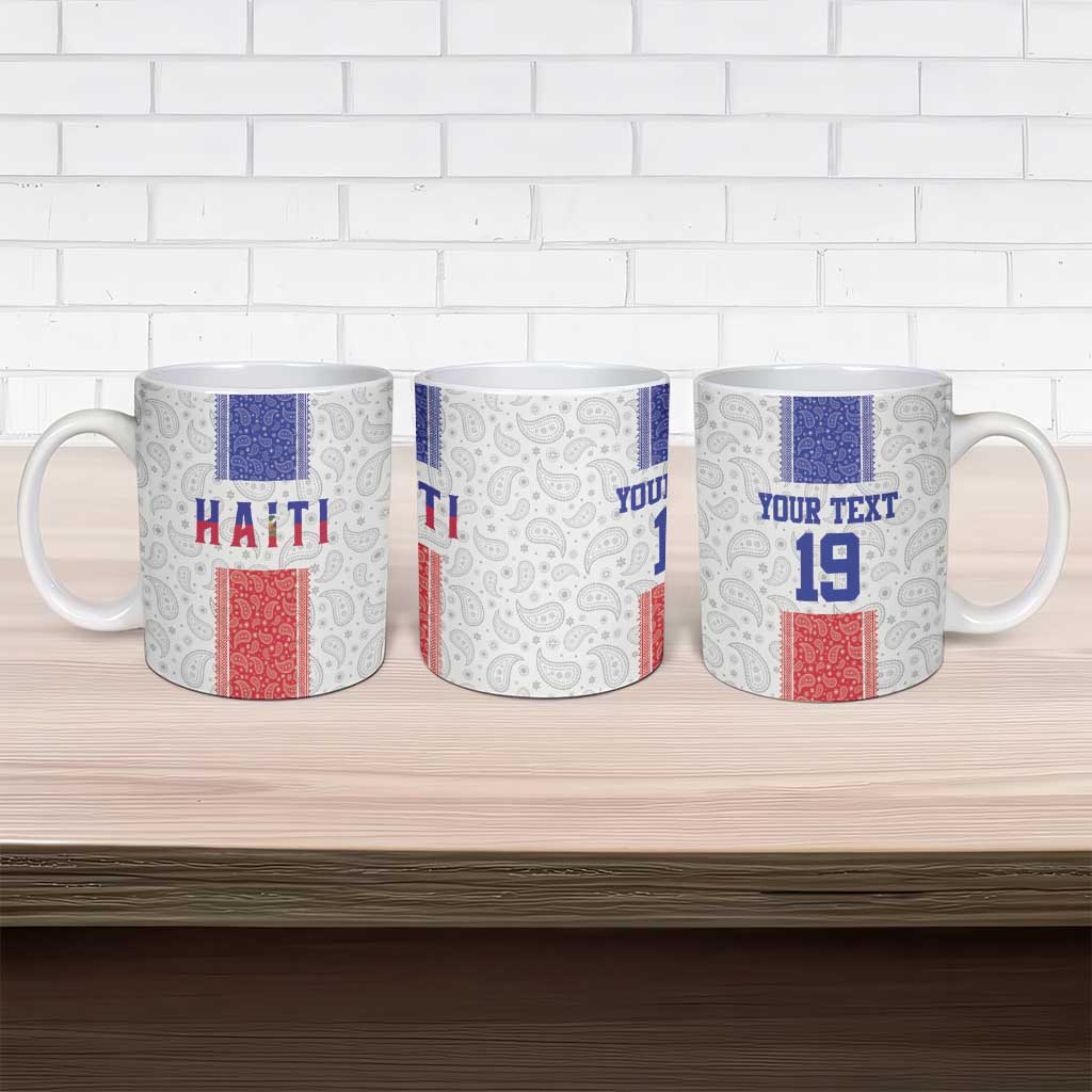 Custom Haiti Football Ceramic Mug Paisley Flag Pattern Design - Wonder Print Shop
