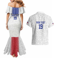Custom Haiti Football Couples Matching Mermaid Dress and Hawaiian Shirt Paisley Flag Pattern Design - Wonder Print Shop