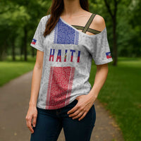 Custom Haiti Football Cross Shoulder Shirt Paisley Flag Pattern Design - Wonder Print Shop