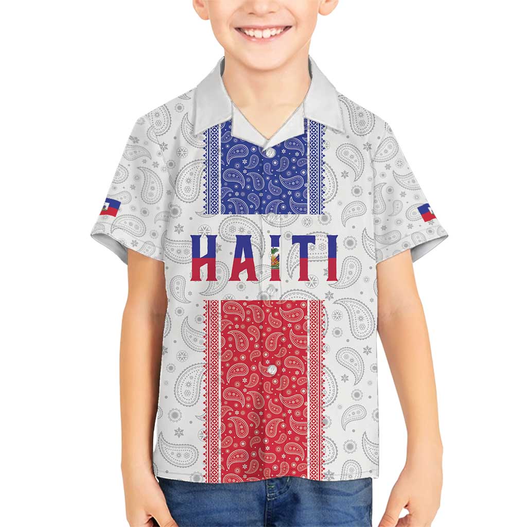 Custom Haiti Football Family Matching Long Sleeve Bodycon Dress and Hawaiian Shirt Paisley Flag Pattern Design - Wonder Print Shop