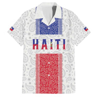 Custom Haiti Football Family Matching Off The Shoulder Long Sleeve Dress and Hawaiian Shirt Paisley Flag Pattern Design - Wonder Print Shop