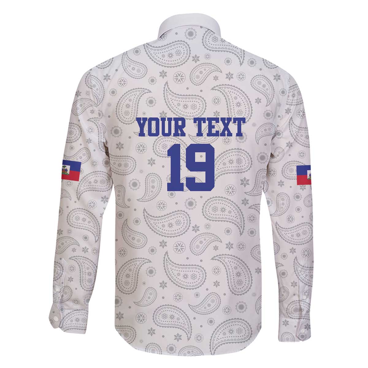 Custom Haiti Football Family Matching Off The Shoulder Long Sleeve Dress and Hawaiian Shirt Paisley Flag Pattern Design - Wonder Print Shop