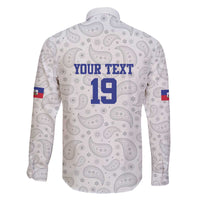 Custom Haiti Football Family Matching Off The Shoulder Long Sleeve Dress and Hawaiian Shirt Paisley Flag Pattern Design - Wonder Print Shop