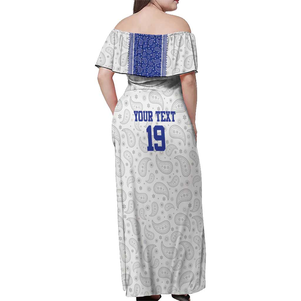 Custom Haiti Football Family Matching Off Shoulder Maxi Dress and Hawaiian Shirt Paisley Flag Pattern Design - Wonder Print Shop