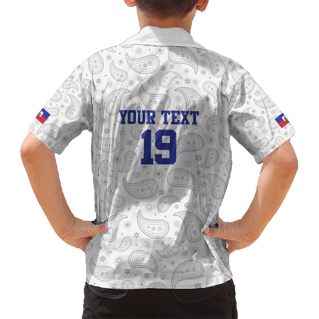 Custom Haiti Football Family Matching Short Sleeve Bodycon Dress and Hawaiian Shirt Paisley Flag Pattern Design - Wonder Print Shop