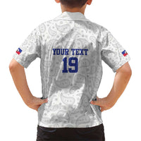 Custom Haiti Football Family Matching Short Sleeve Bodycon Dress and Hawaiian Shirt Paisley Flag Pattern Design - Wonder Print Shop