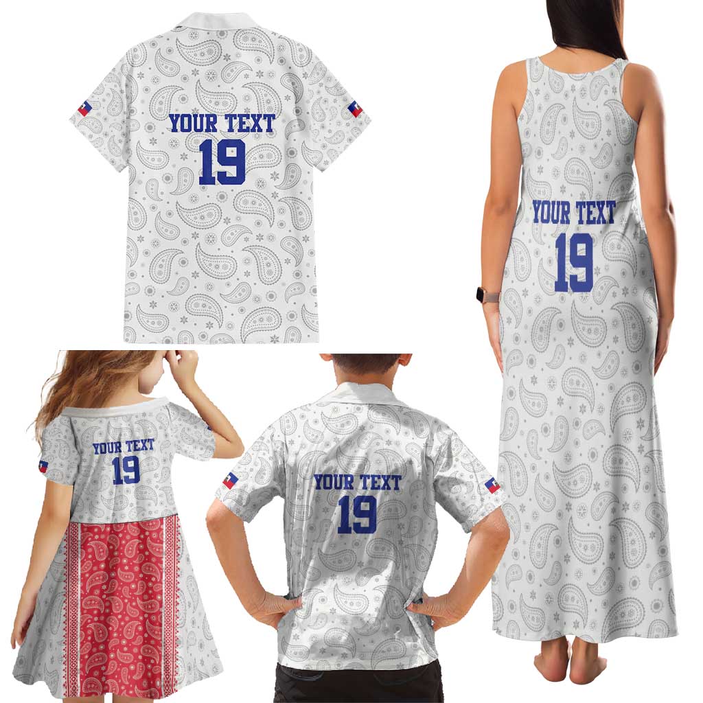 Custom Haiti Football Family Matching Tank Maxi Dress and Hawaiian Shirt Paisley Flag Pattern Design - Wonder Print Shop