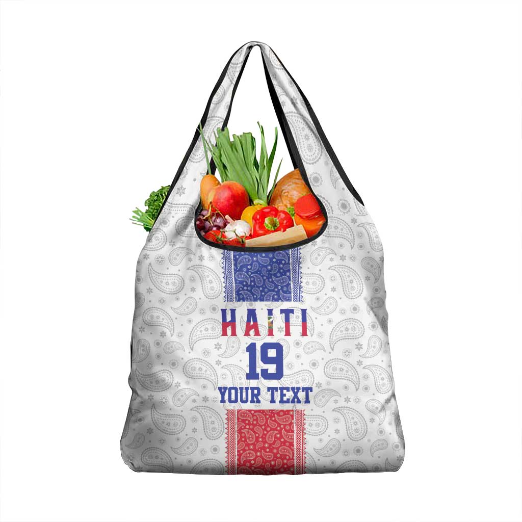 Custom Haiti Football Grocery Bag Paisley Flag Pattern Design - Wonder Print Shop