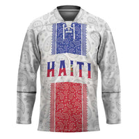Custom Haiti Football Hockey Jersey Paisley Flag Pattern Design - Wonder Print Shop