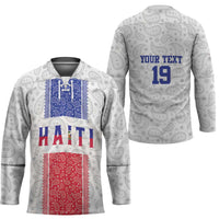 Custom Haiti Football Hockey Jersey Paisley Flag Pattern Design - Wonder Print Shop