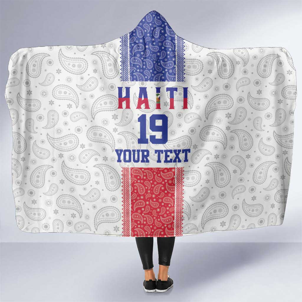 Custom Haiti Football Hooded Blanket Paisley Flag Pattern Design - Wonder Print Shop