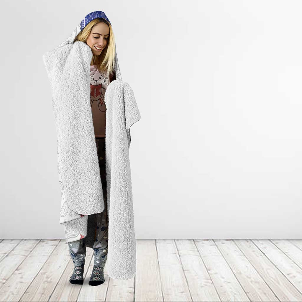 Custom Haiti Football Hooded Blanket Paisley Flag Pattern Design - Wonder Print Shop