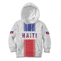 Custom Haiti Football Kid Hoodie Paisley Flag Pattern Design - Wonder Print Shop