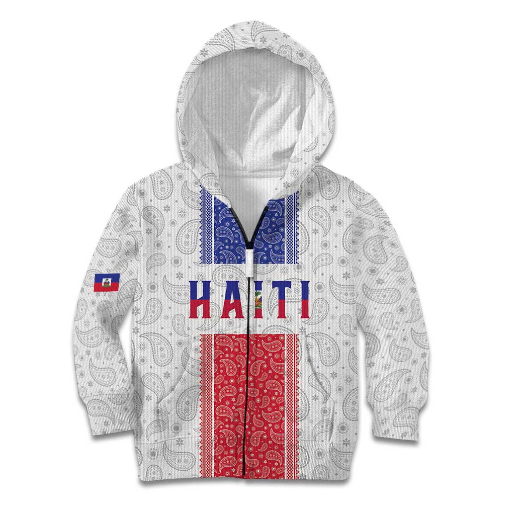 Custom Haiti Football Kid Hoodie Paisley Flag Pattern Design - Wonder Print Shop