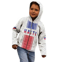 Custom Haiti Football Kid Hoodie Paisley Flag Pattern Design - Wonder Print Shop